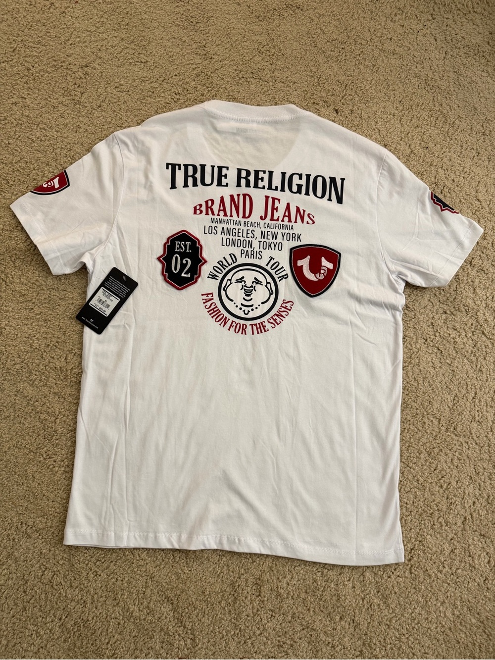 True Religion White Short-Sleeve Logo Patch Tee